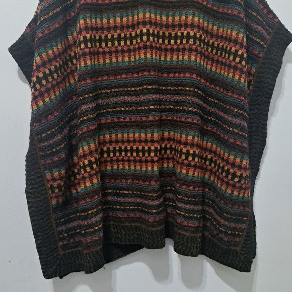 Peruvian Connection Poncho Cardigan Sweater Alpaca Silk Blend Y2K Multi Color L - Picture 12 of 14
